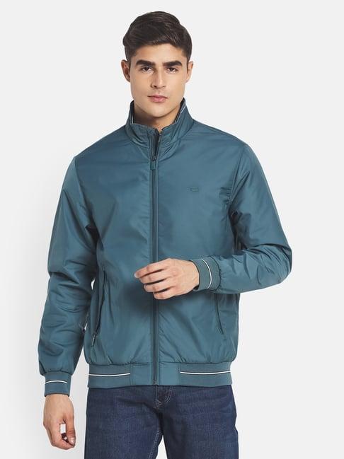 mettle teal regular fit jacket