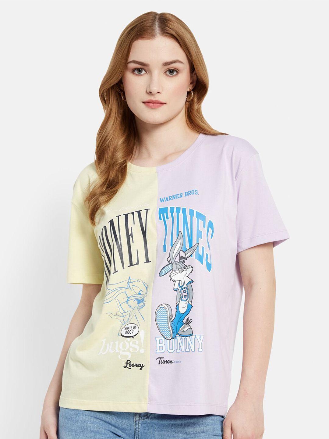 mettle typography looney tunes printed cotton knitted t-shirt