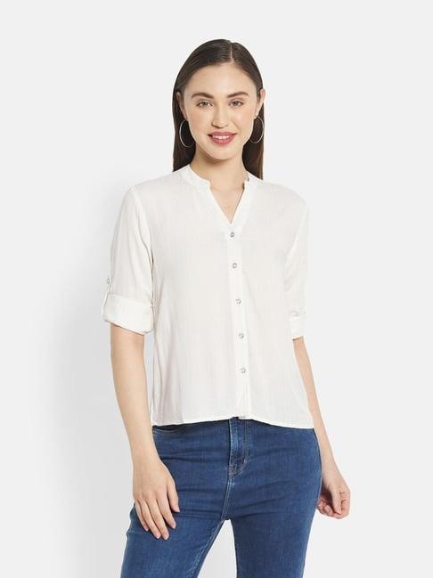 mettle white regular fit shirt