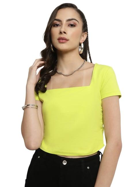 mettle yellow cotton crop top