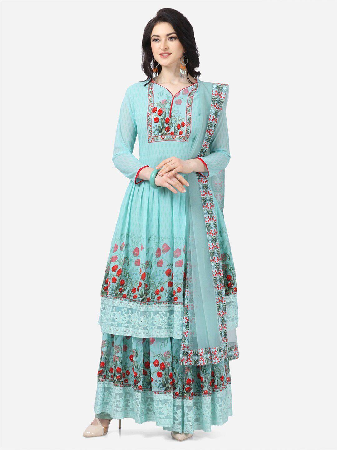 mf floral printed georgette semi-stitched dress material