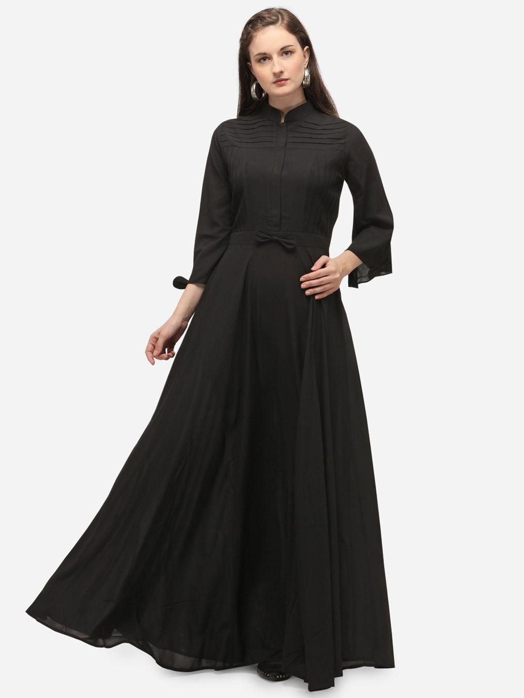 mf mandarin collar georgette maxi dress