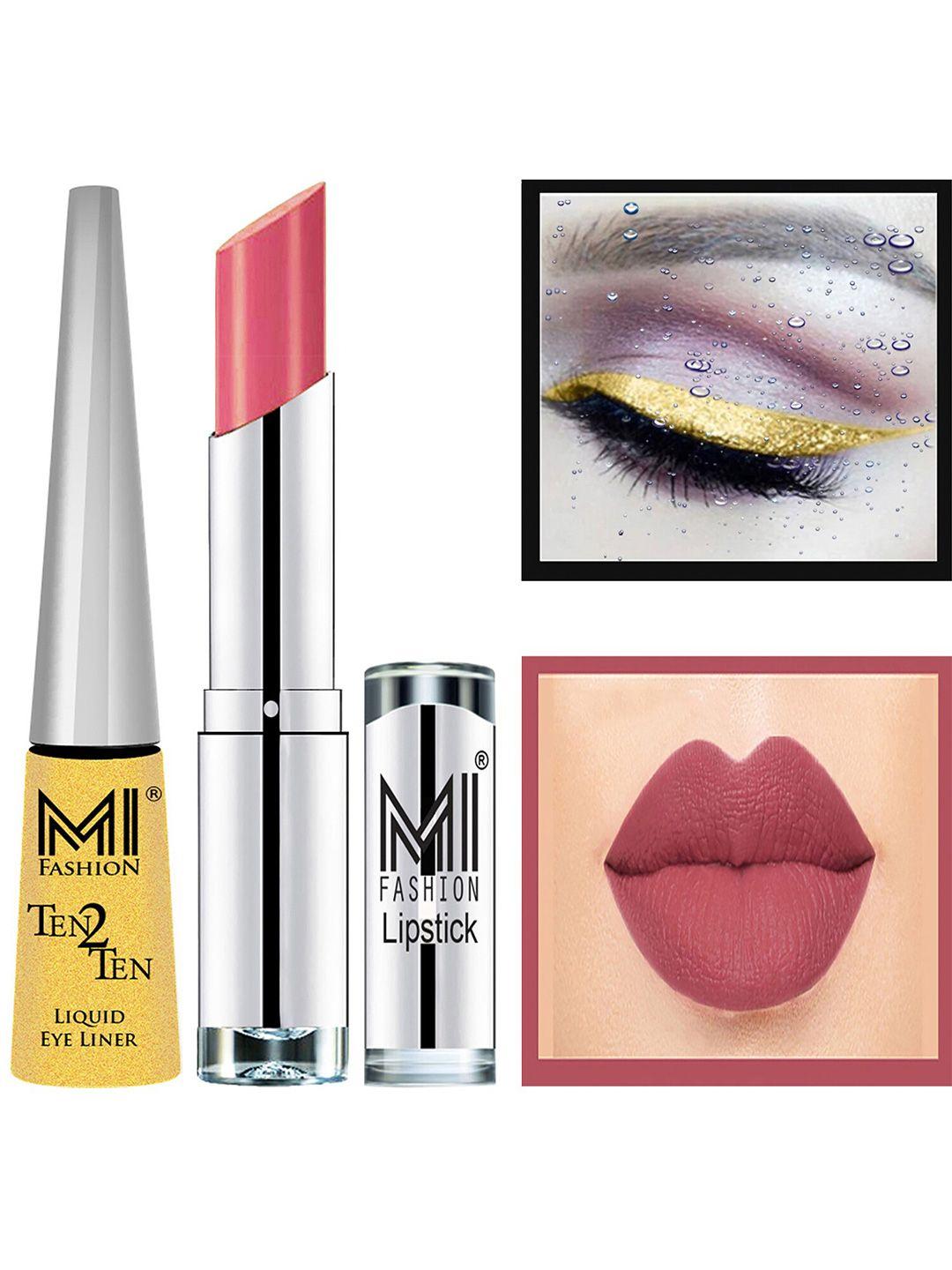 mi fashion set of ten2ten liquid eyeliner - 02 & creme matte lipstick - 08