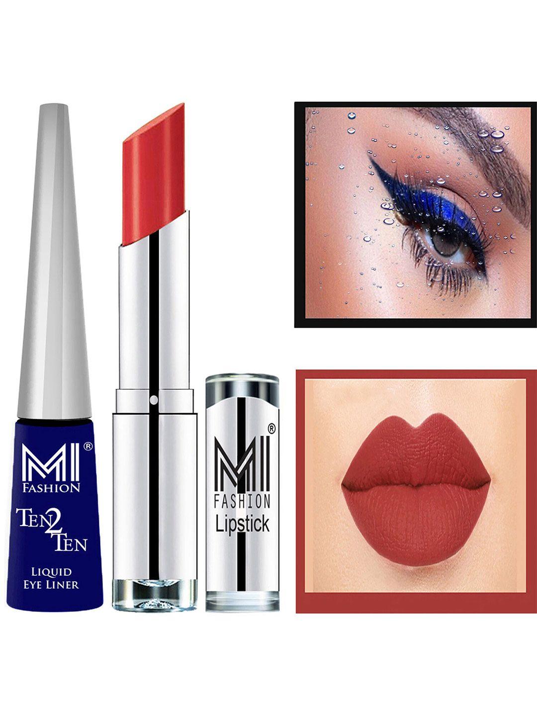 mi fashion ten2ten liquid eyeliner 03 & creme matte lipstick - 04