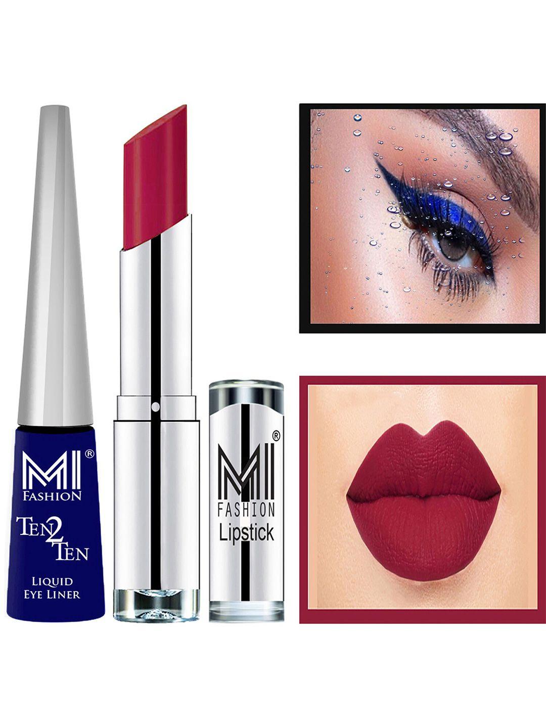 mi fashion ten2ten liquid eyeliner 03 & creme matte lipstick - 11