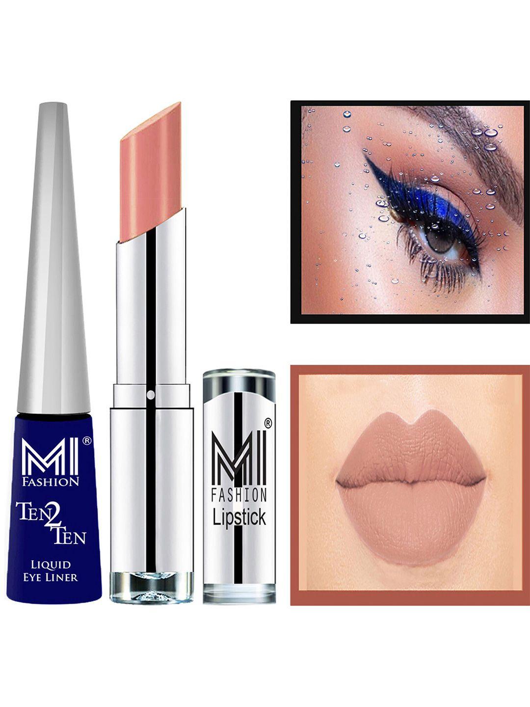 mi fashion ten2ten liquid eyeliner 03 & creme matte lipstick - 25