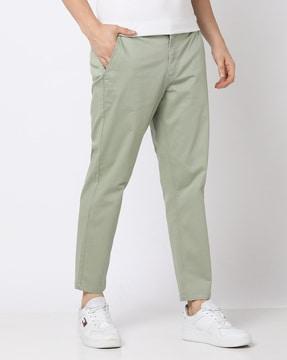 mi-rise flat-front trousers