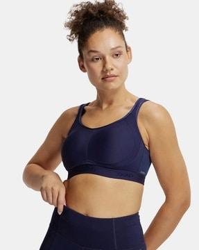 mi11 wirefree non-padded microfiber elastane stretch full coverage performance sports bra with stay dry treatment