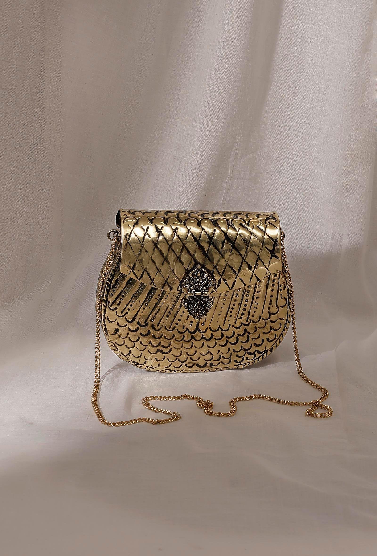 mia brass metal purse