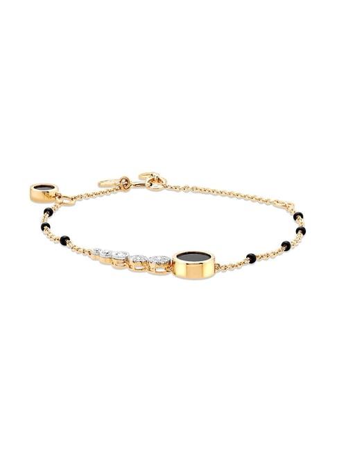 mia by tanishq 14k gold charming diamond and onyx bracelet for women