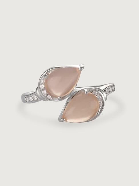 mia by tanishq 92.5 sterling silver peach chalcedony ring