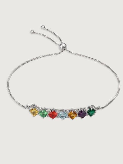 mia by tanishq 92.5 sterling silver rainbow sparkle multi-coloured bracelet