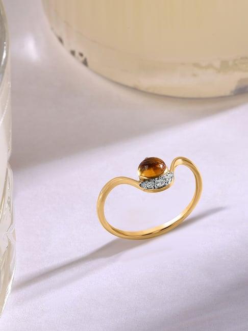 mia by tanishq daiquiri 14k diamond & citrine ring