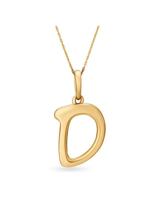 mia by tanishq letter d 14k gold pendant without chain for women