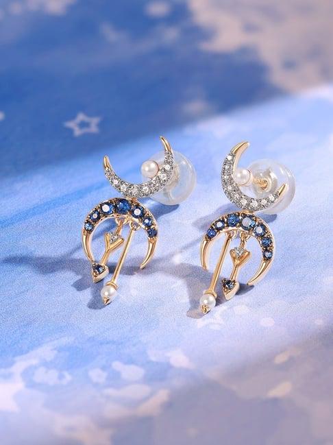 mia by tanishq moonstruck merriment diamond drop earrings