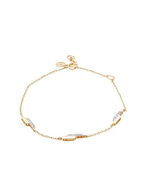 mia by tanishq nature's finest 14k yellow gold abstract beauty diamond bracelet