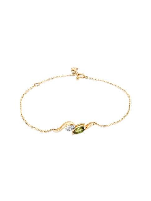 mia by tanishq nature's finest 14k yellow gold sparkling revival green tourmaline diamond bracelet
