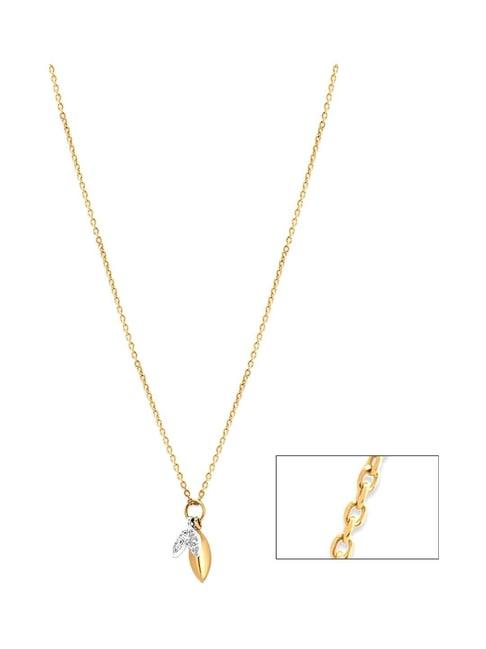 mia by tanishq 14 kt yellow and white gold kao diamond necklace