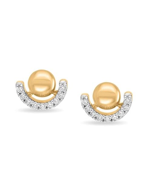 mia by tanishq 14 kt yellow gold half circle diamond stud earrings