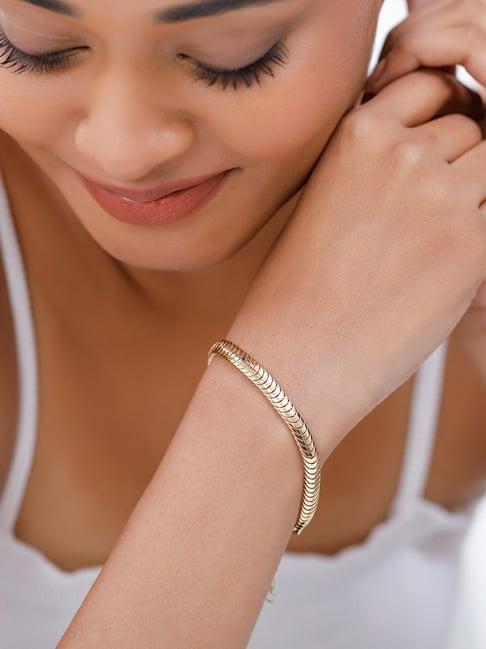 mia by tanishq 18k luminous horizon yellow gold bracelet