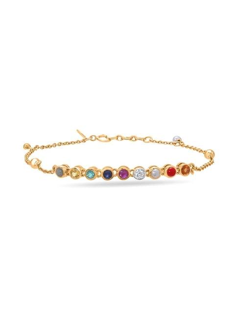 mia by tanishq 18k yellow gold 9 gemstone bracelet