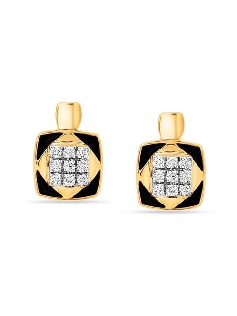 mia by tanishq 18k yellow gold abstract glimmer diamond stud earrings for women