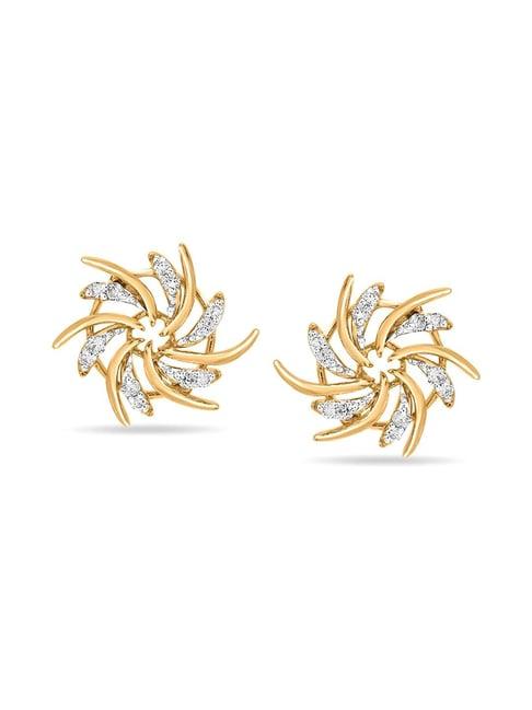 mia by tanishq 18k yellow gold vintage flower gold stud earrings
