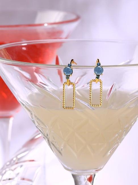 mia by tanishq blue elixir 14k london blue topaz drop earrings for women