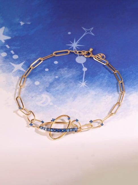 mia by tanishq blue sapphire orbit 14k gold bracelet