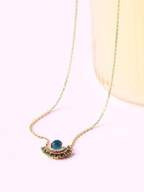 mia by tanishq bubbly bliss 14k diamond & london blue topaz necklace