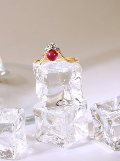 mia by tanishq classically chic 14k ruby & diamond finger ring