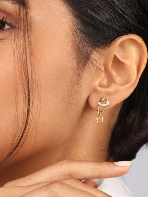 mia by tanishq cosmic dreams 14k gold & diamond stud earrings