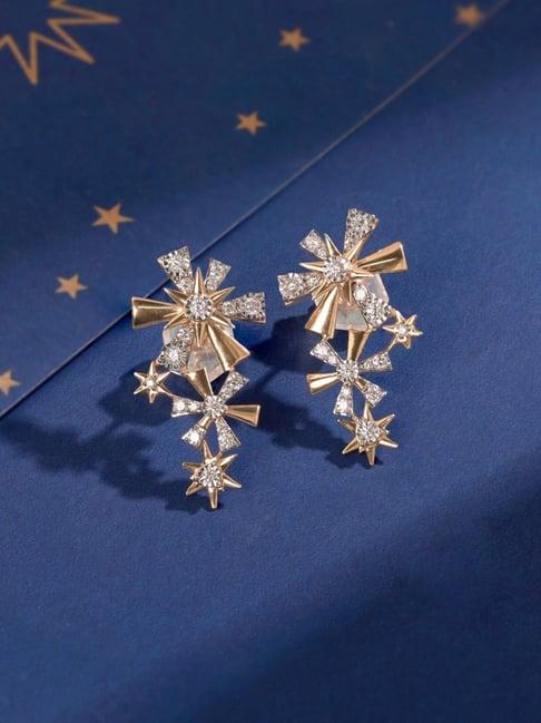 mia by tanishq cosmic explosion star 14k gold & diamond stud earrings