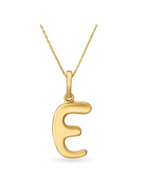 mia by tanishq letter e 14k gold pendant without chain for women
