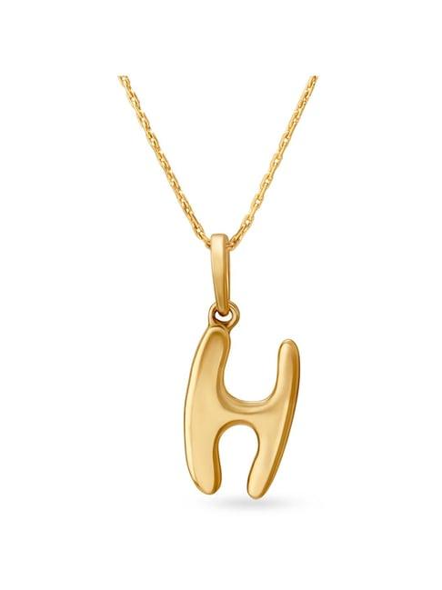 mia by tanishq letter h 14k gold pendant without chain for women