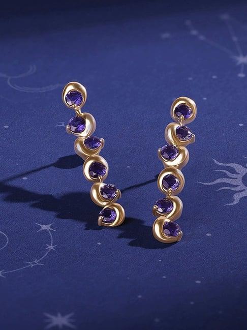 mia by tanishq lolite's moonlit odyssey 14k gold dangler earrings