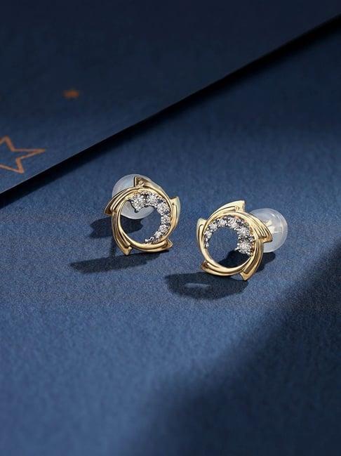 mia by tanishq luminous flare 14k gold & diamond stud earrings