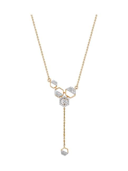 mia by tanishq nature's finest 14k gold classic hexagon sparkle diamond princess necklace for women