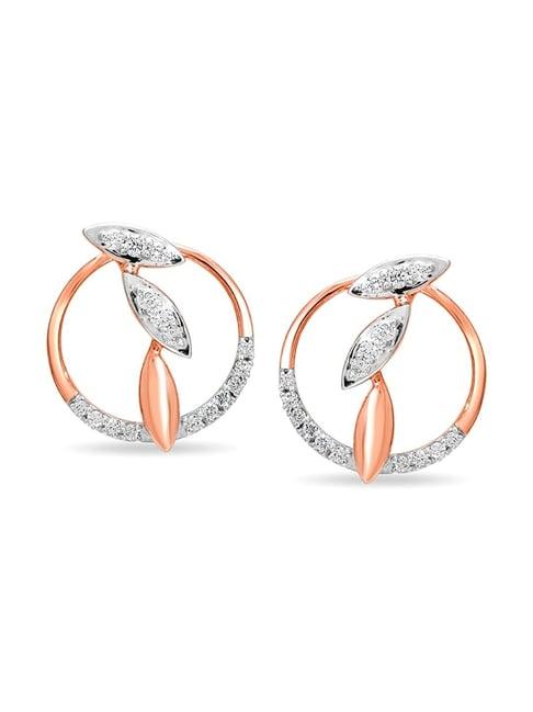 mia by tanishq nature's finest 14k gold glitzy round diamond stud earrrings for women