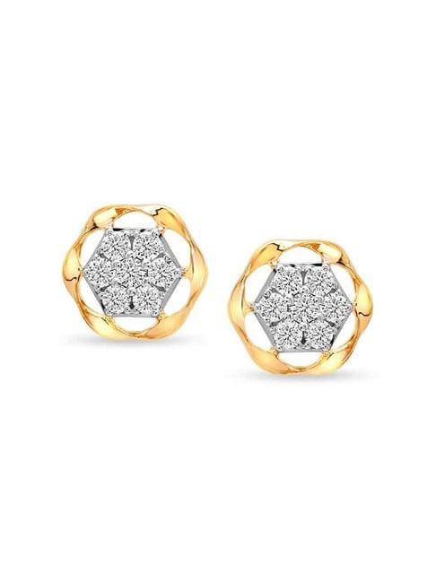 mia by tanishq nature's finest 14k gold hexa sparkle stud earrings