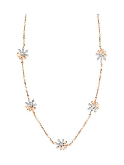 mia by tanishq nature's finest 14k gold luminous petalled floral diamond princess necklace for women