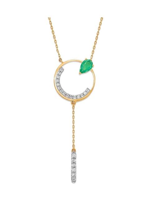 mia by tanishq nature's finest 14k gold rare emerald & diamond split princess necklace for women