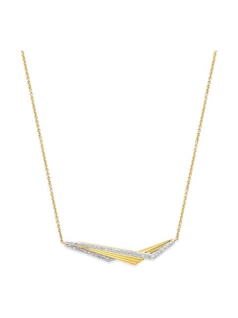 mia by tanishq nature's finest 14k gold stunning wide-v shaped diamond princess necklace for women