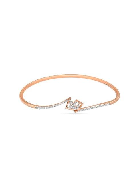 mia by tanishq nature's finest 14k rose gold chic dual-tone rhombus diamond classic bangle