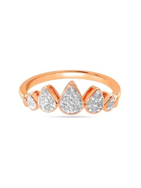 mia by tanishq nature's finest 14k rose gold glistening rain droplet diamond ring