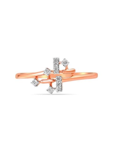 mia by tanishq nature's finest 14k rose gold linear glam diamond ring