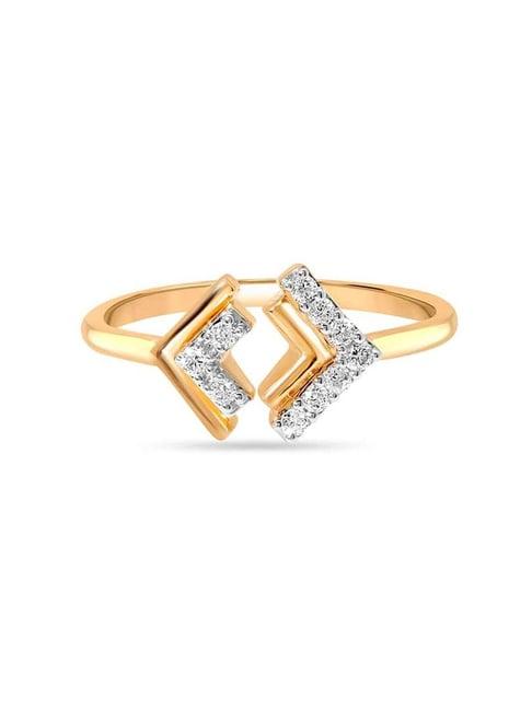 mia by tanishq nature's finest 14k yellow gold arrow duet diamond ring