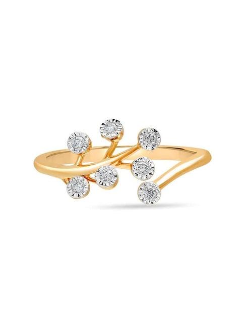 mia by tanishq nature's finest 14k yellow gold glowing leaves diamond ring