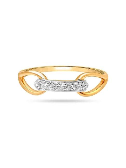 mia by tanishq nature's finest 14k yellow gold linked in love diamond ring