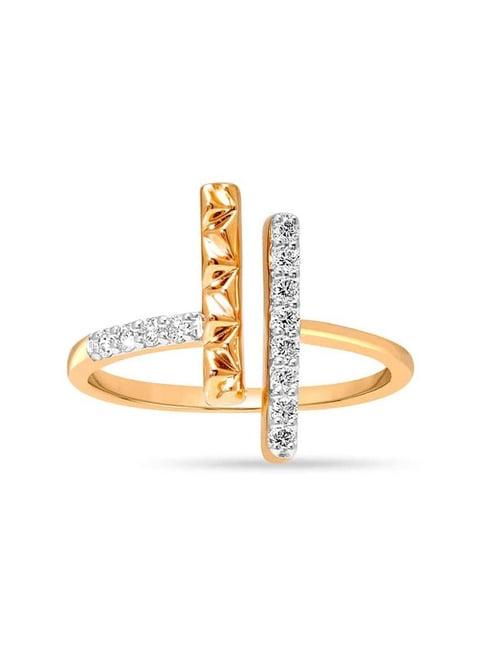 mia by tanishq nature's finest 14k yellow gold luminous lines diamond ring